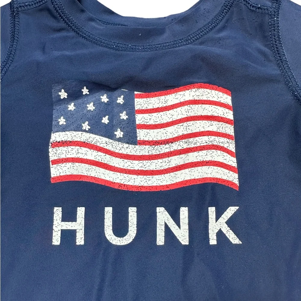 CARTER’S: Boy’s “Hunk” American Flag Rash-guard -Size 6 months